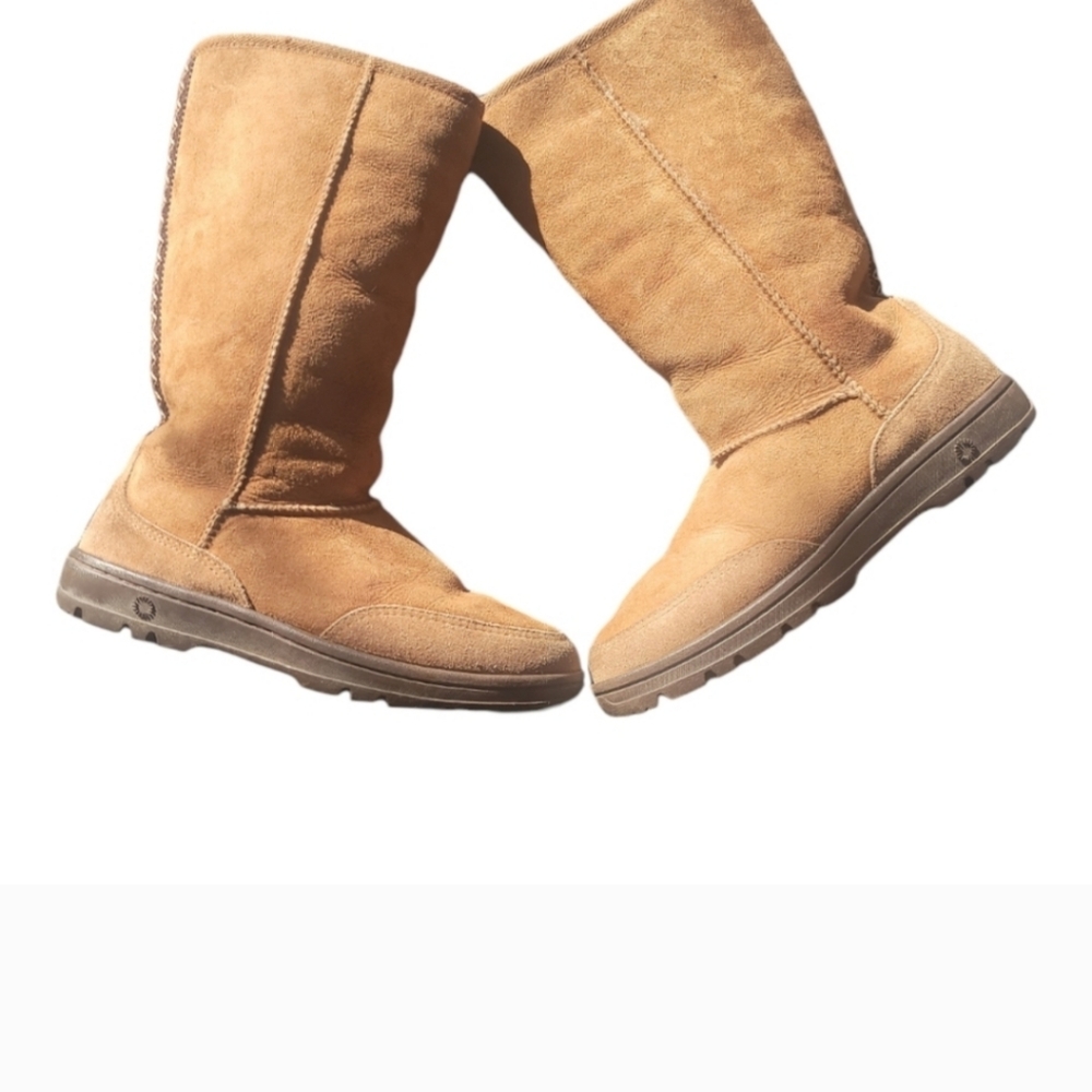 UGG Ultra tall  tasmanian braided chestnut tan boots
